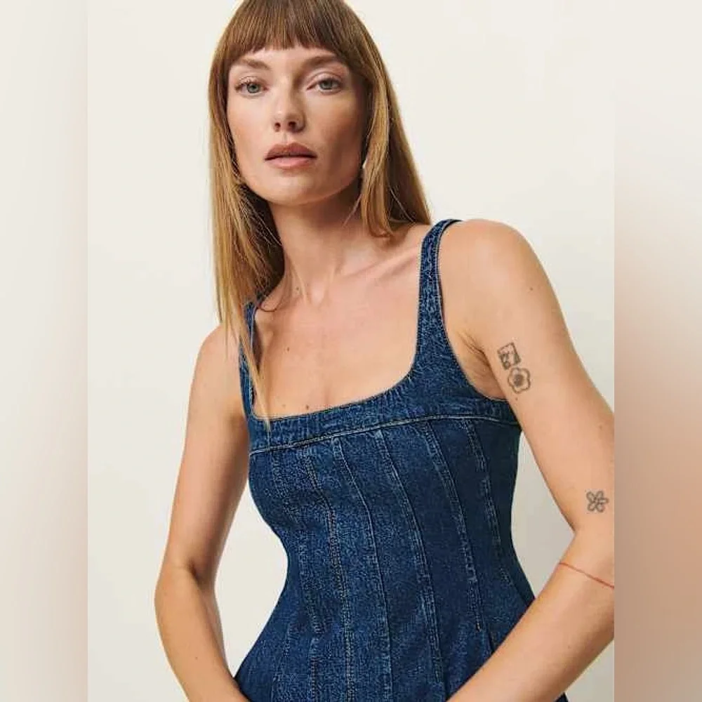 REFORMATION Violet Denim Mini Dress - Picture 3 of 10